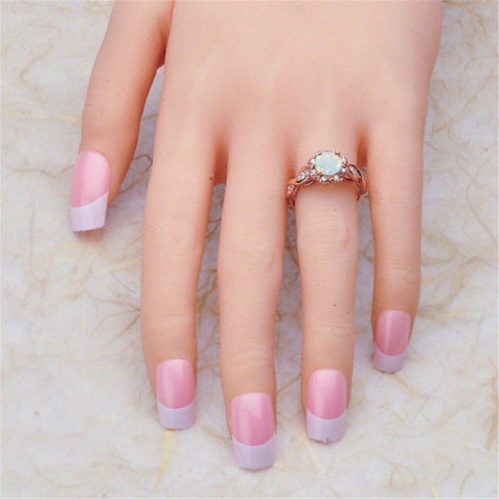 Sweet Opal Stone Pave CZ Woven Carved Beautiful Rings for Women, EVGG1334 - Picture 3 of 6